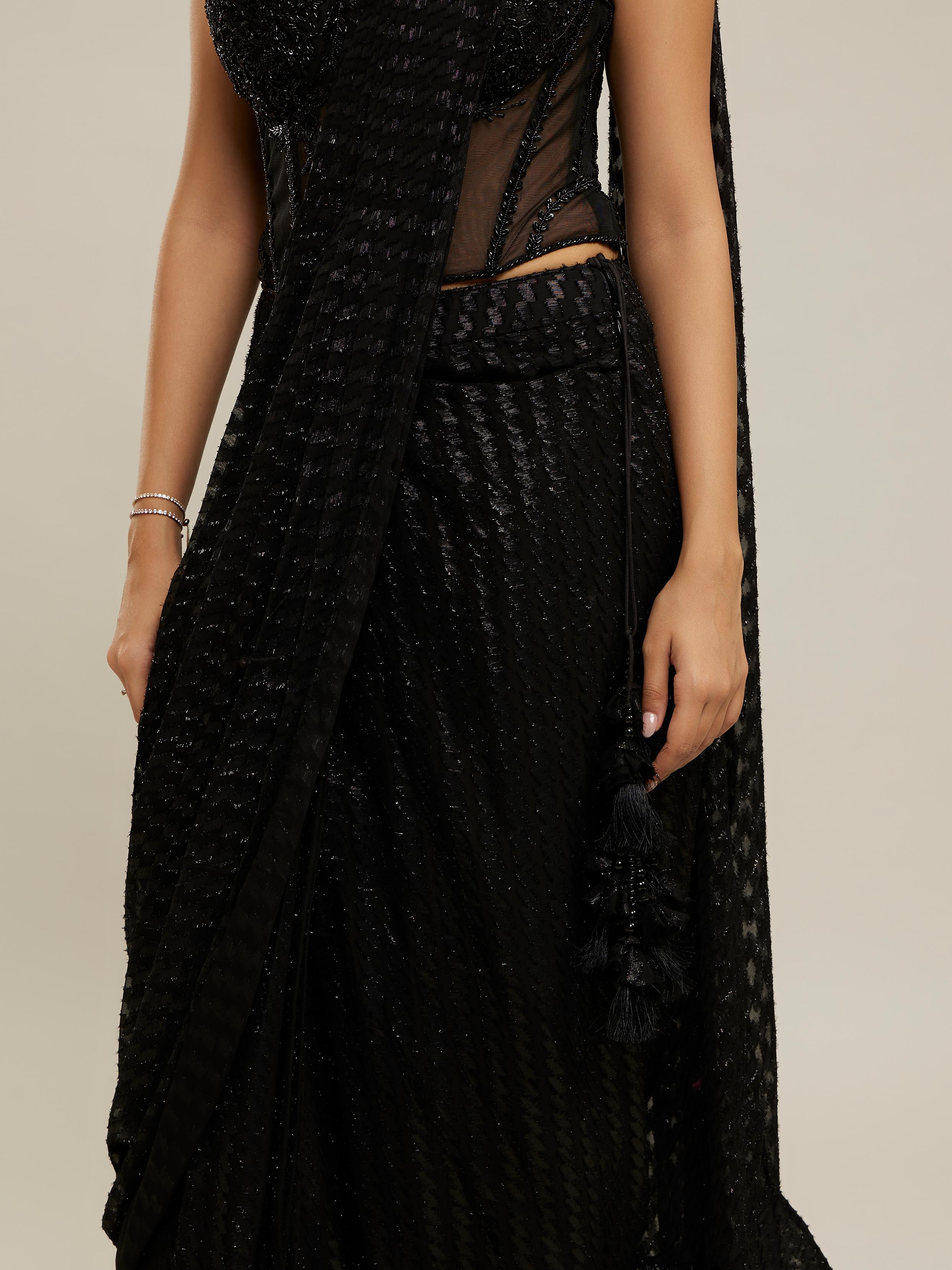 Twamev Women Twilight Black Elegance Saree