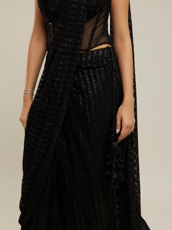 Twamev Women Twilight Black Elegance Saree