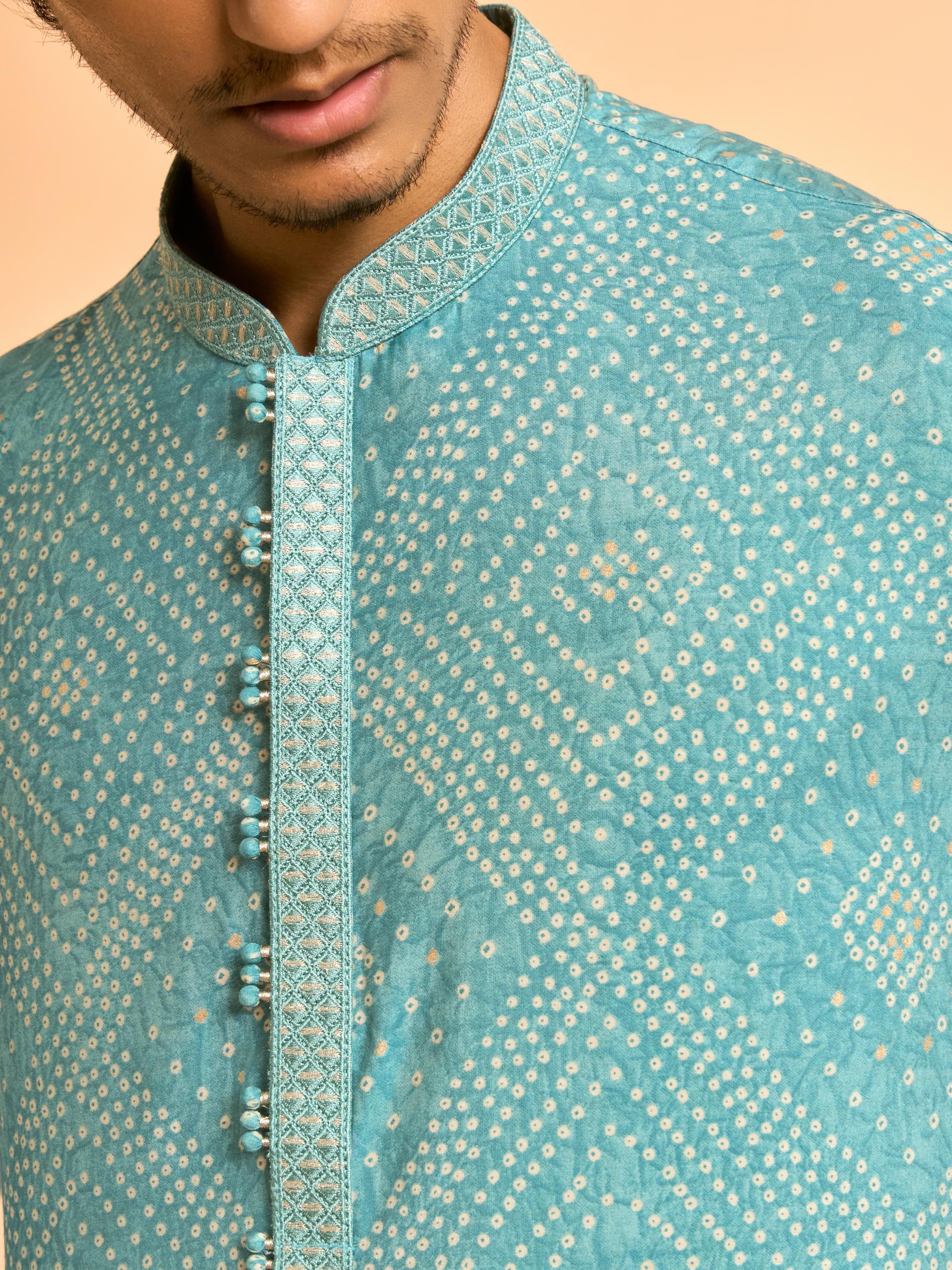 Diwas Men Turquoise Blue Festive Kurta