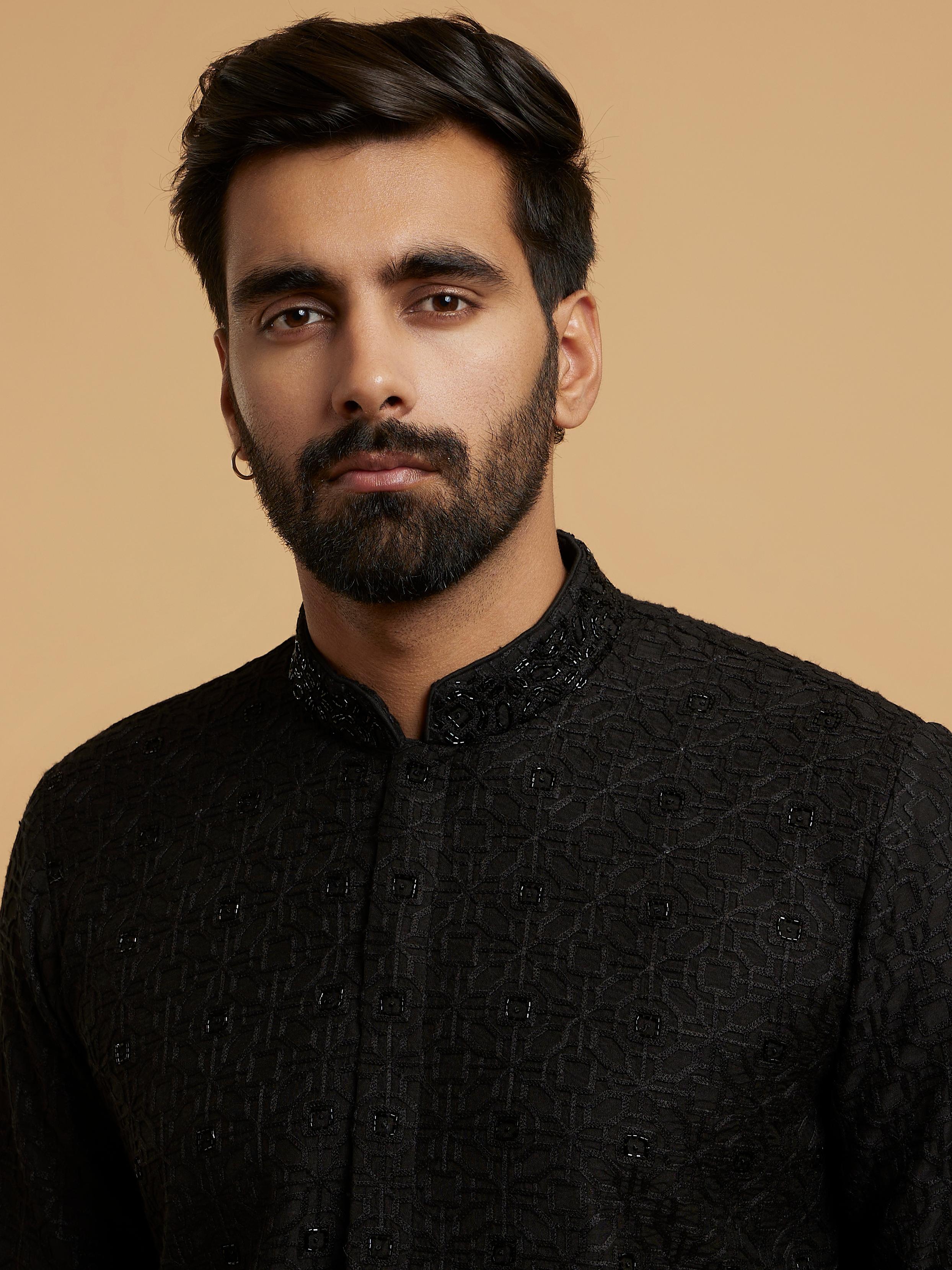 Twamev Men Black Festive Charm Kurta Pajama