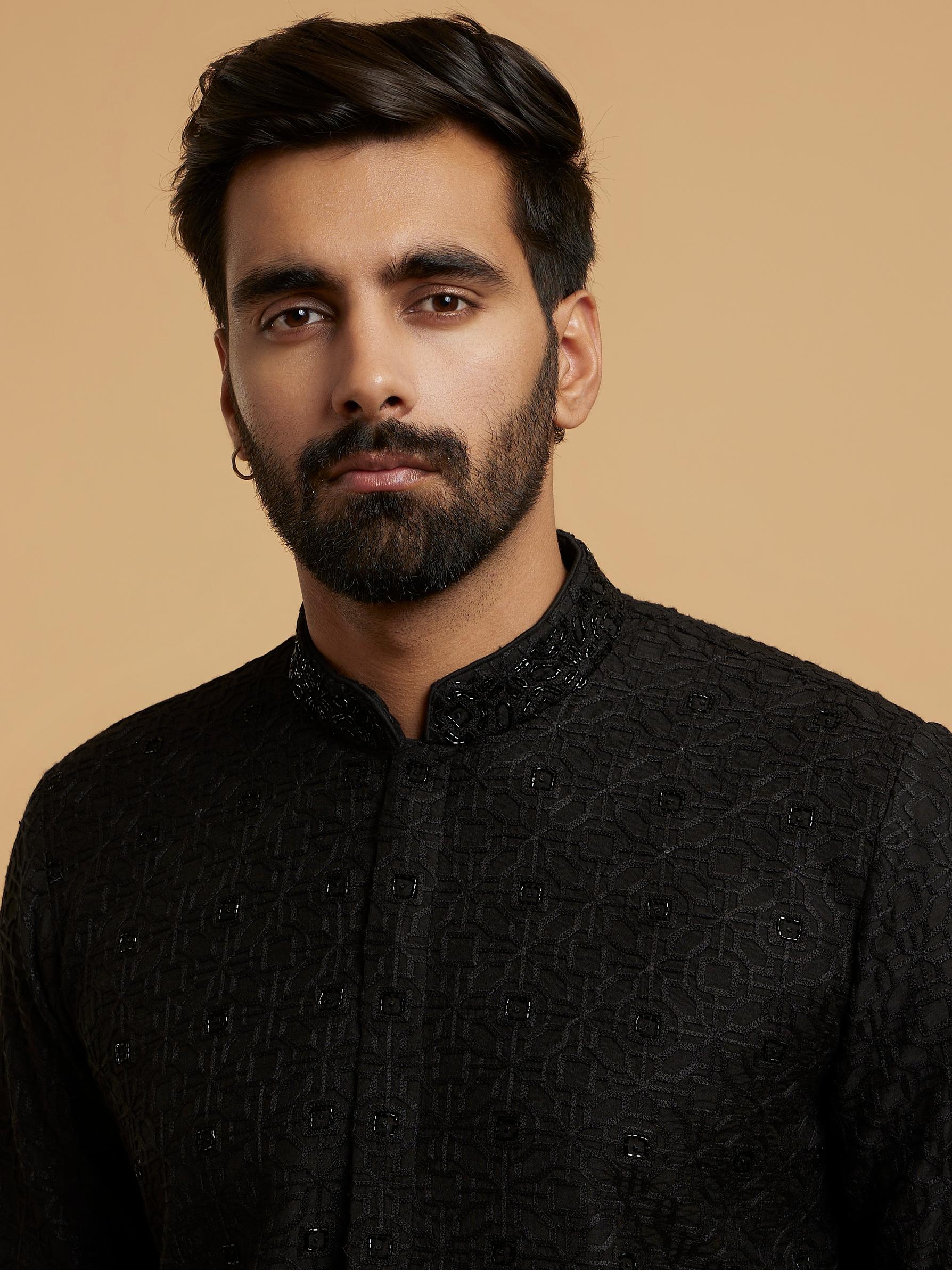 Twamev Men Black Festive Charm Kurta Pajama
