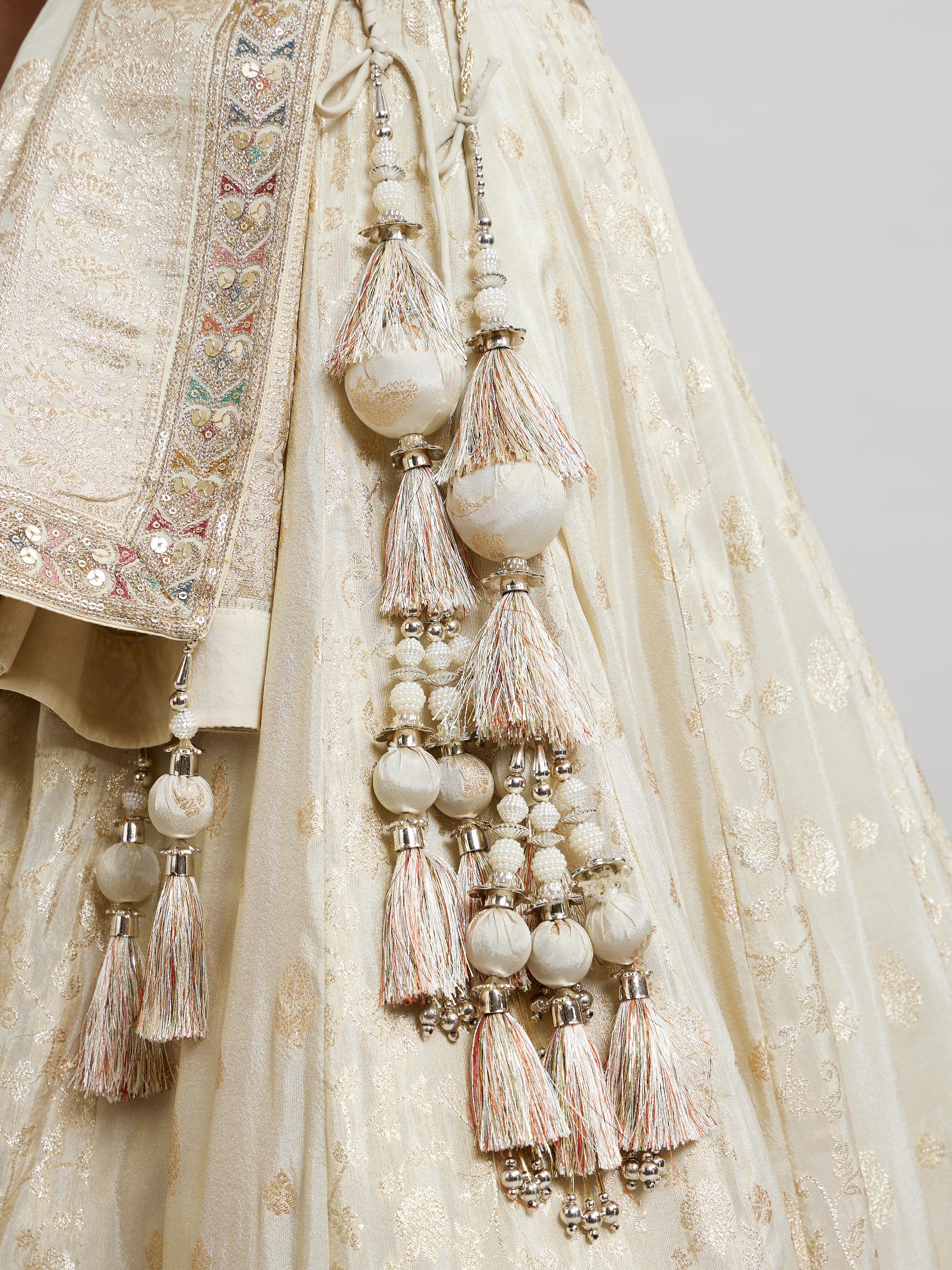 Twamev Women Beige Elegance Twirl Lehenga