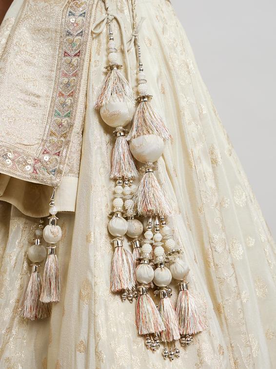 Twamev Women Beige Elegance Twirl Lehenga