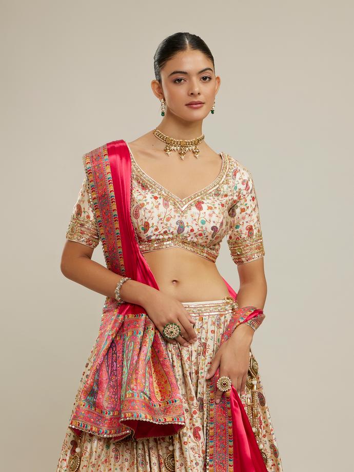 Twamev Women Cream Magic Splendor Lehenga