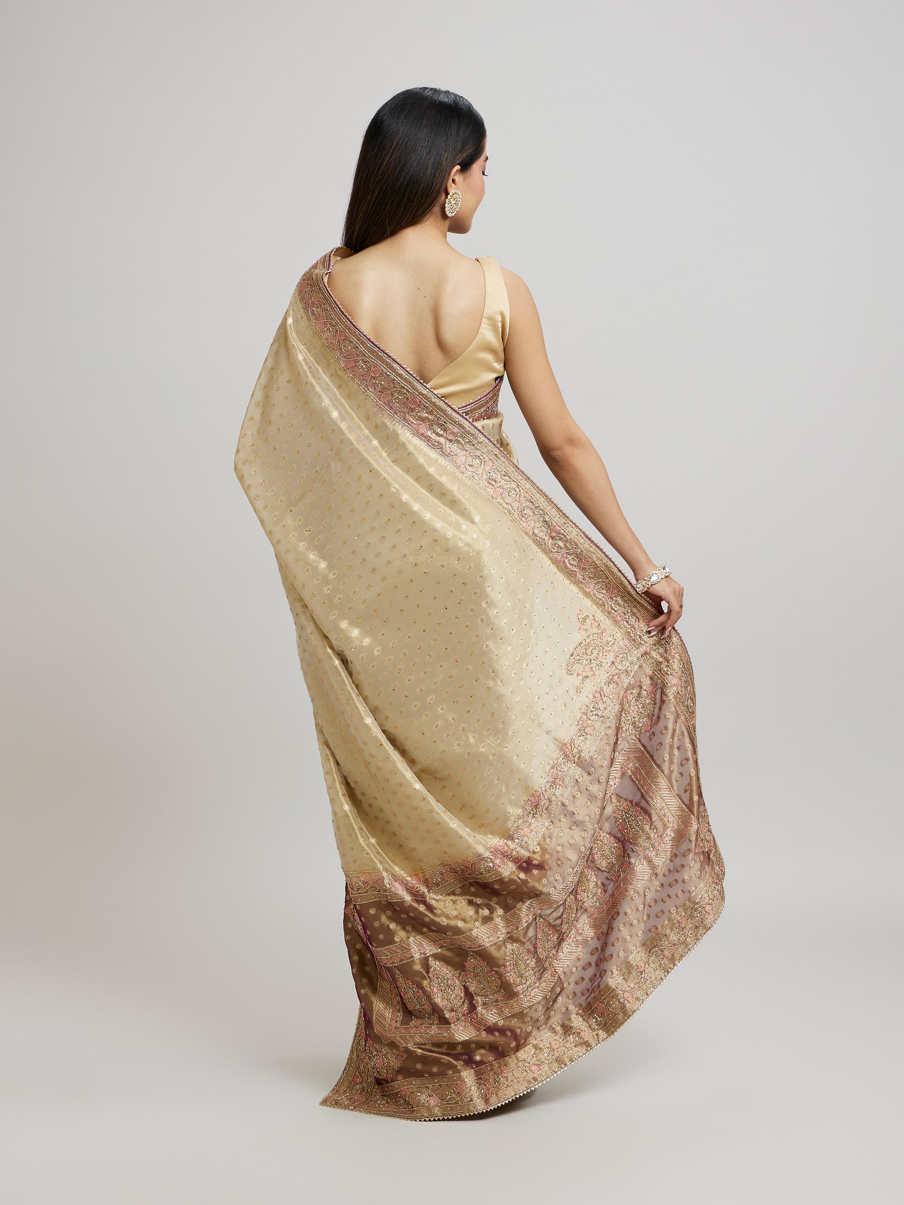Twamev Women Purple Magic Tissue Saree