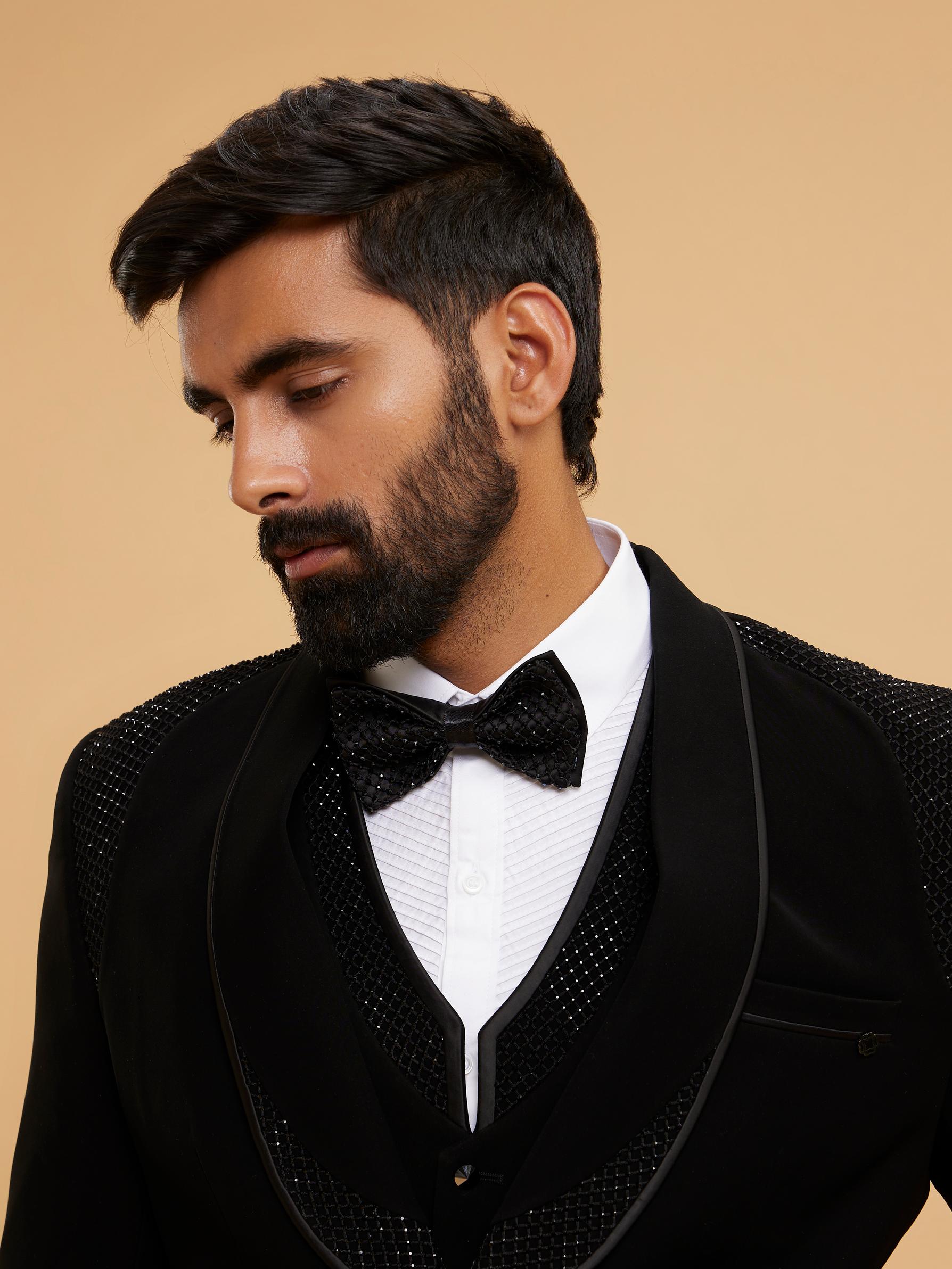 Twamev Men Dapper Black Suit Set