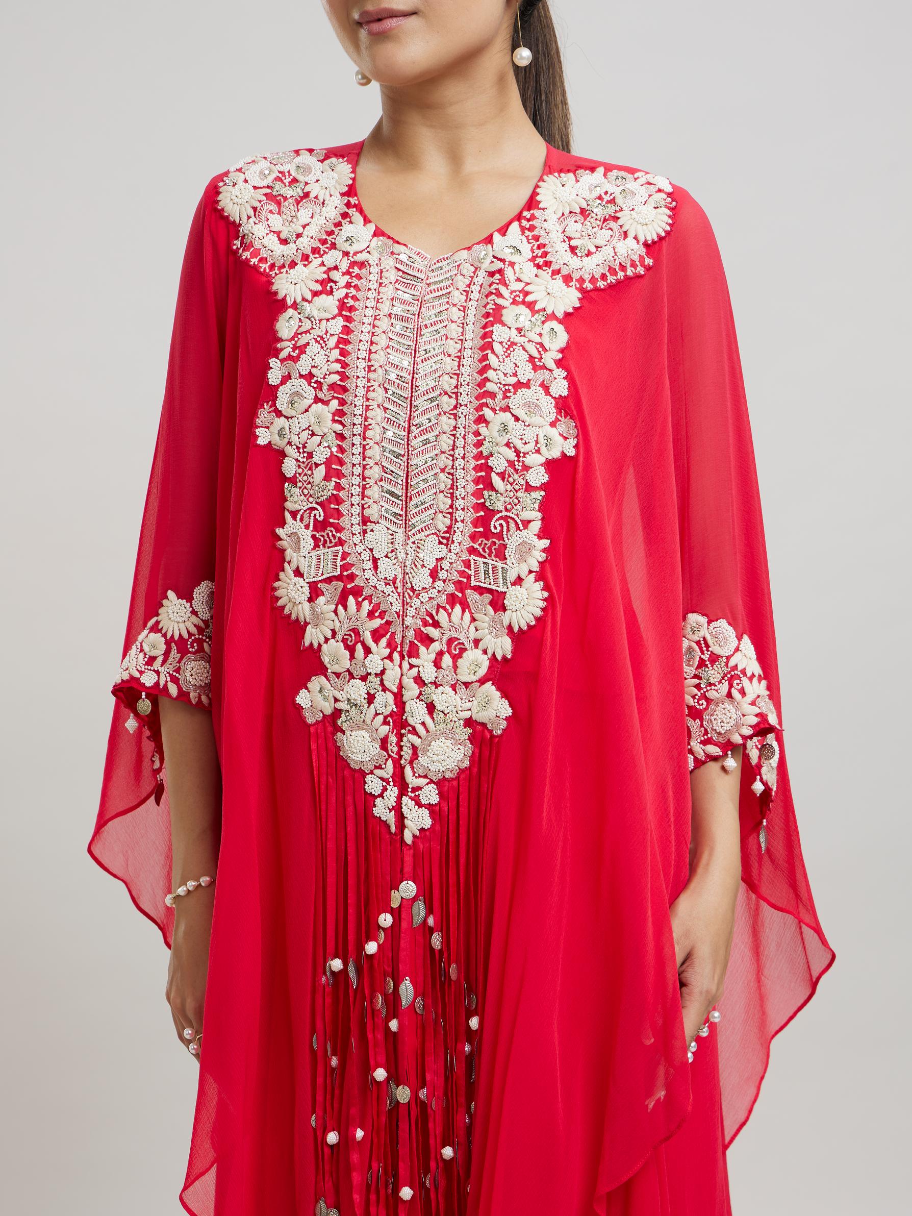Twamev Women Pink Georgette Celebratory Splash Indo Western
