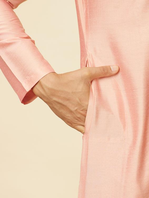 Twamev Men Peach Bandhgala Kurta Set