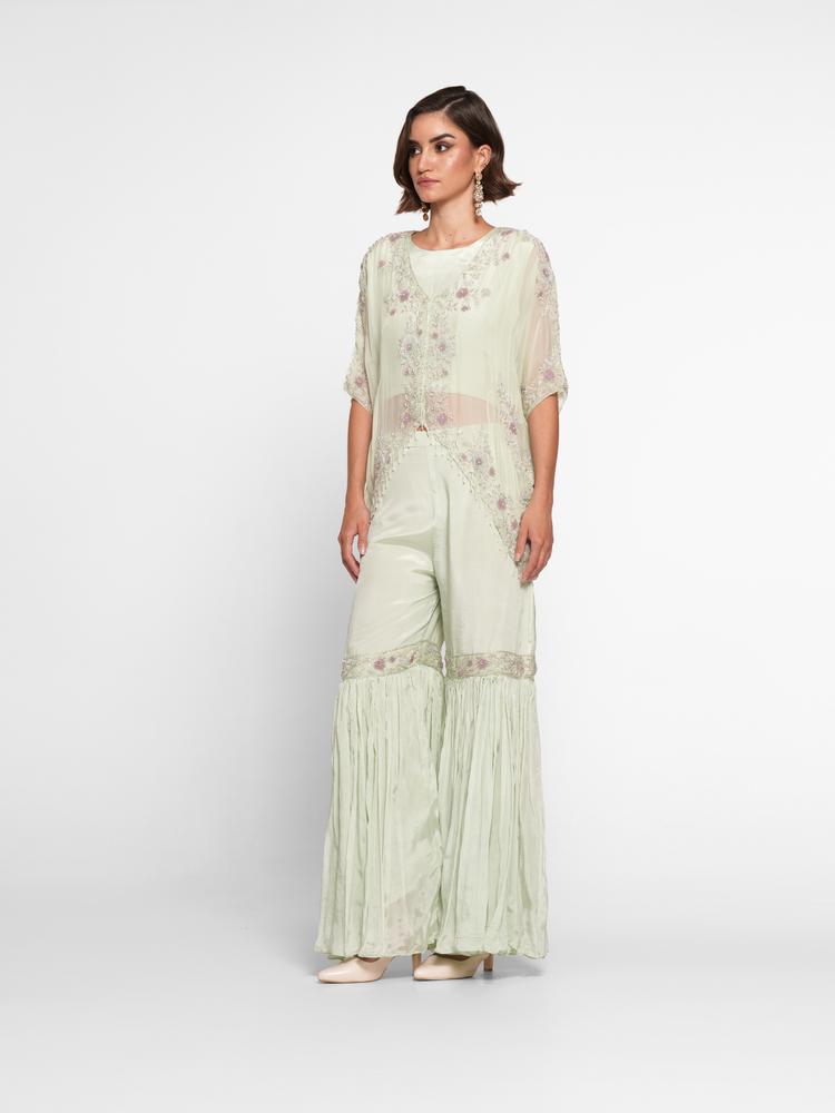 Twamev Women Pista Green Radiance Stitched Suit