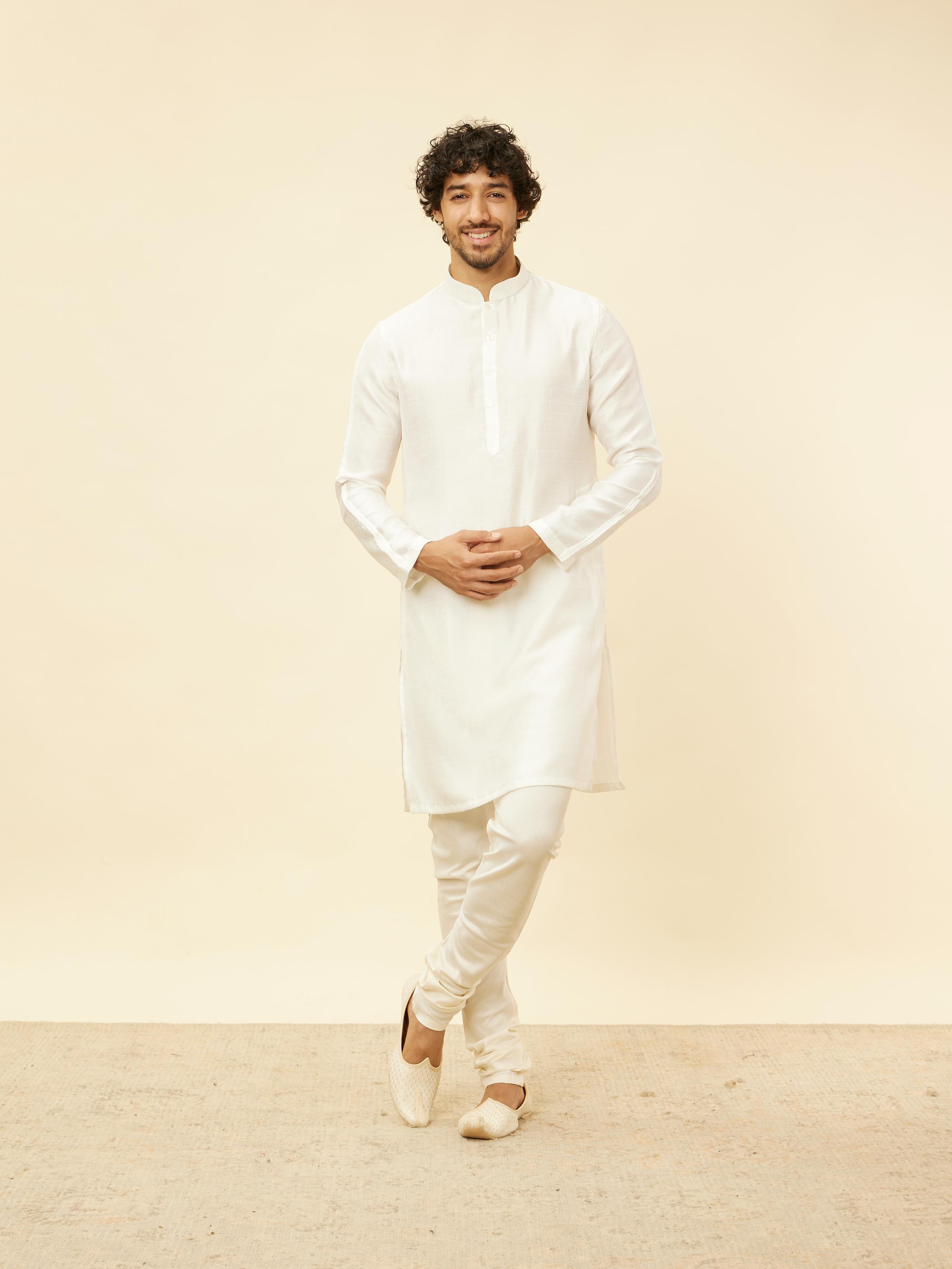 Twamev Men Cream Elegance Kurta Jacket Set