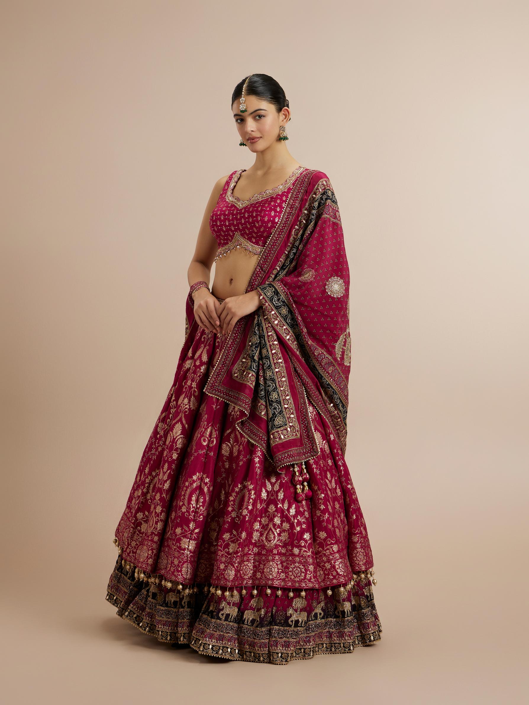 Twamev Women Maroon Bliss Sparkle Lehenga