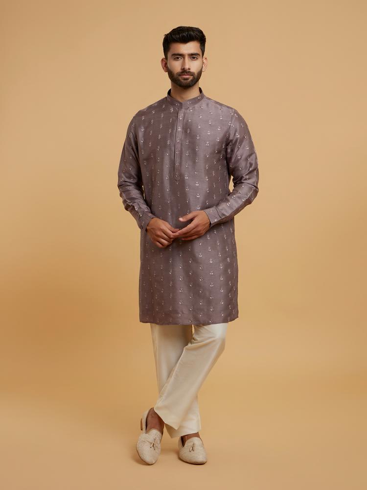 Twamev Men Lilac Elegance Kurta Jacket Set