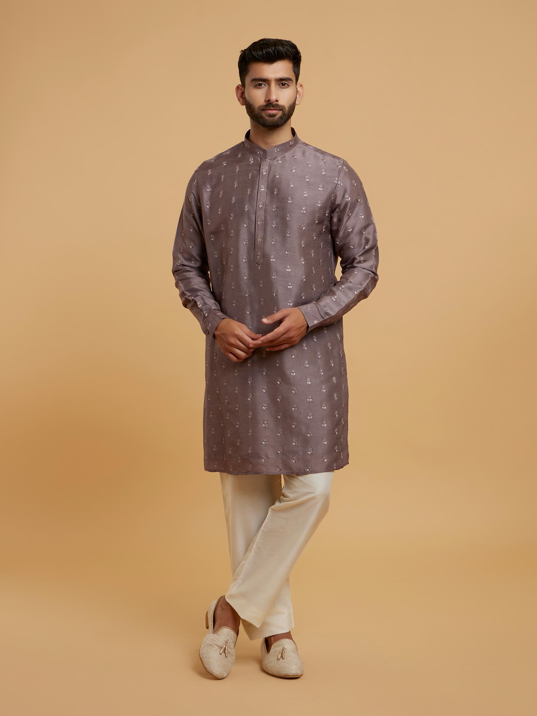 Twamev Men Lilac Elegance Kurta Jacket Set