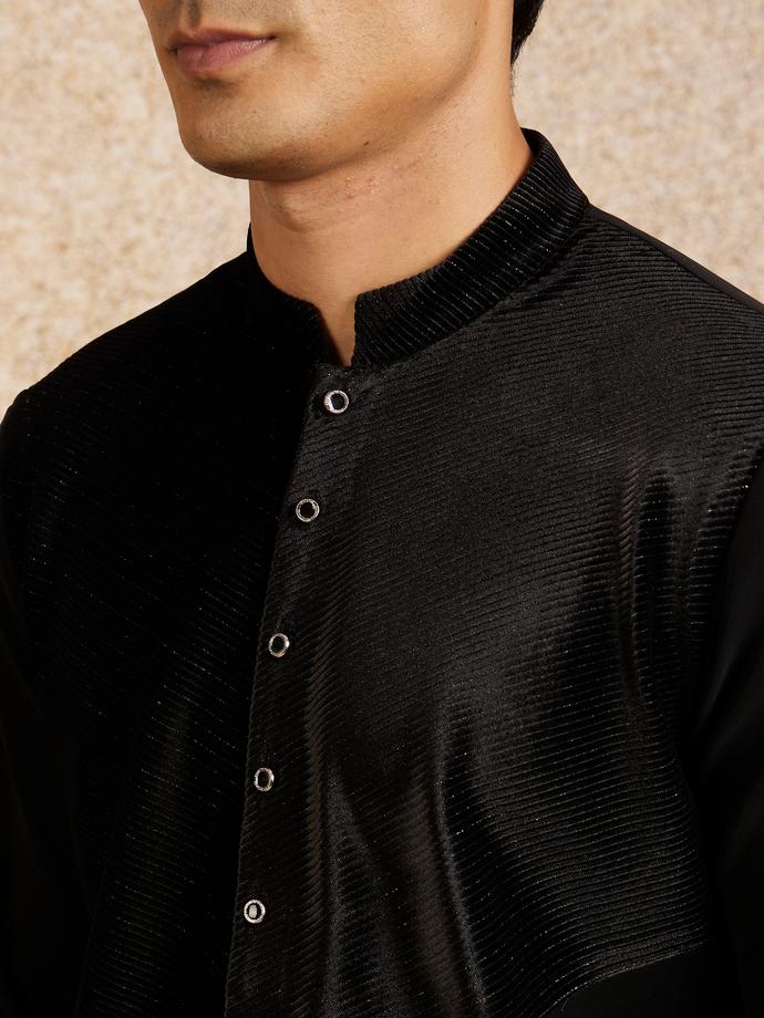 Twamev Men Zari Embellished Black Kurta Pajama