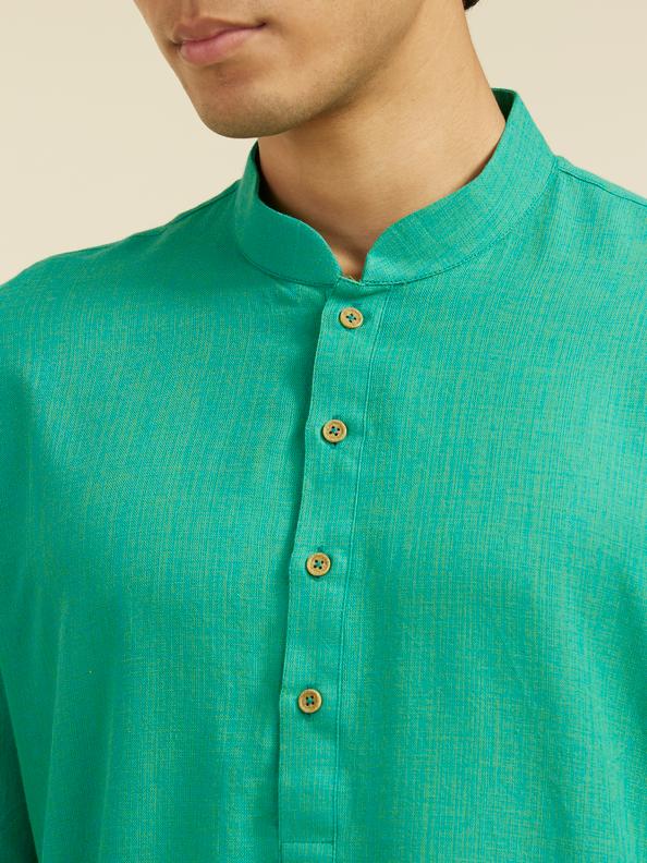 Diwas Men Teal Green Plain Classic Kurta