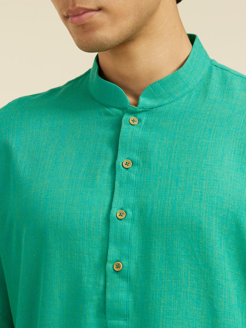 Diwas Men Teal Green Plain Classic Kurta