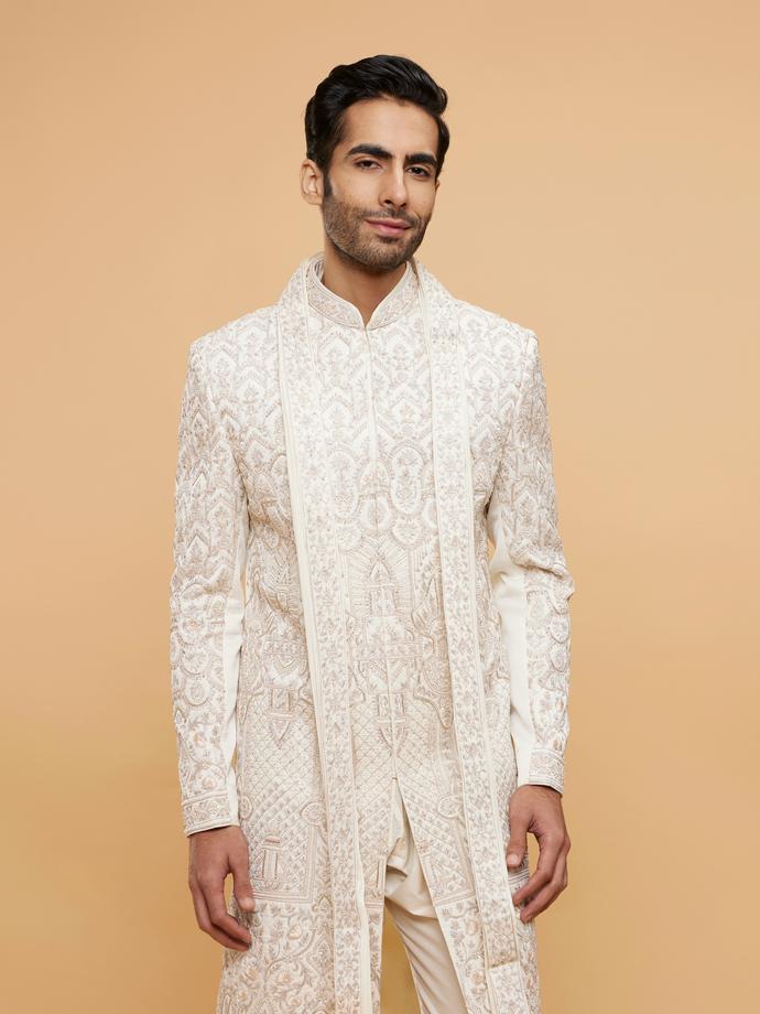 Twamev Men Cream Majestic Elegance Sherwani
