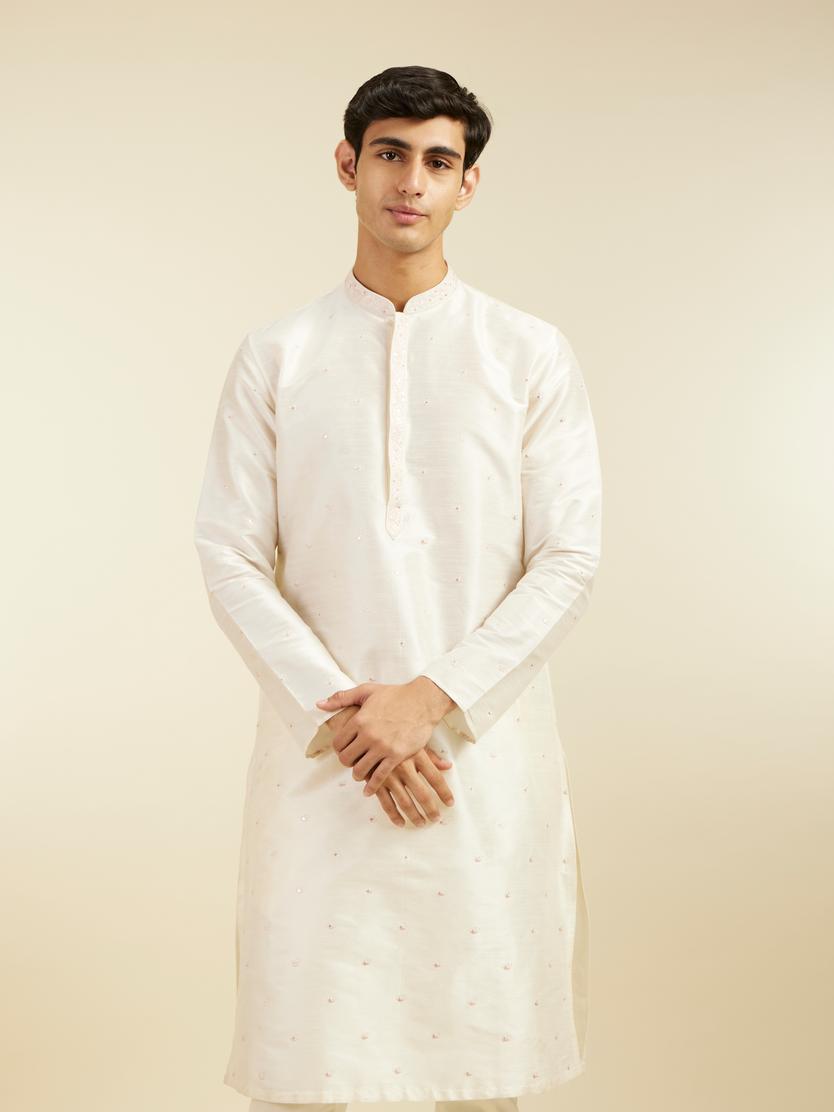 Diwas Men Warm White Sequin Embellished Kurta
