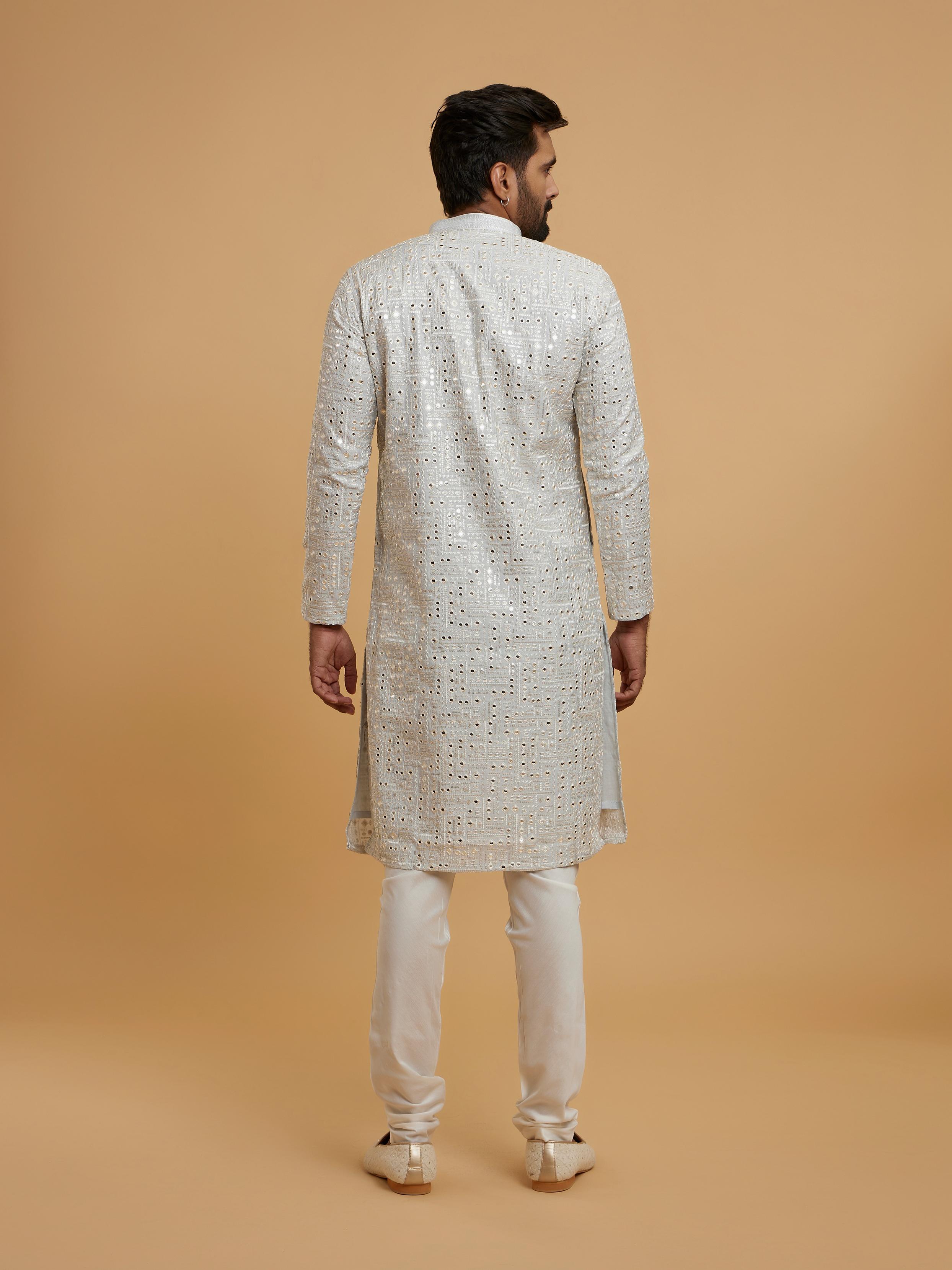 Twamev Men Light Grey Elegance Kurta Pajama