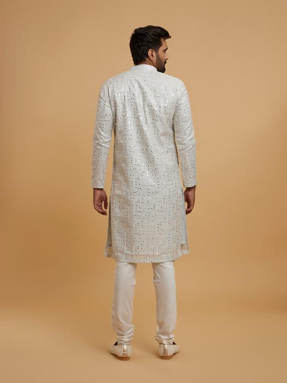 Twamev Men Light Grey Elegance Kurta Pajama
