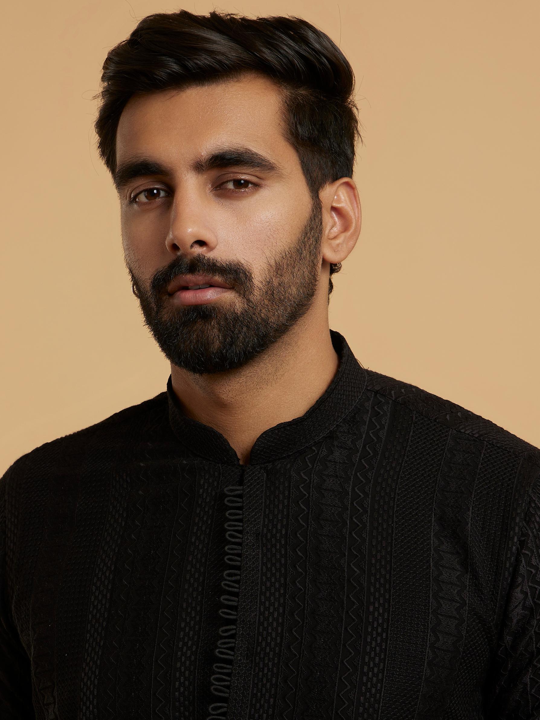 Twamev Men Black Elegance Kurta Pajama