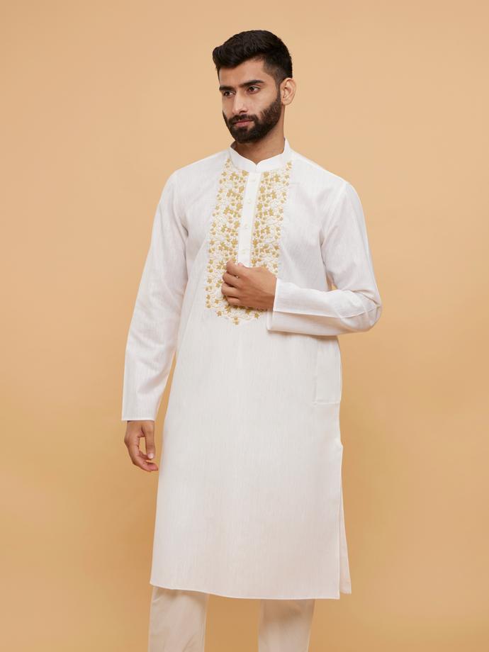 Twamev Men Timeless Cream Kurta Pajama Set
