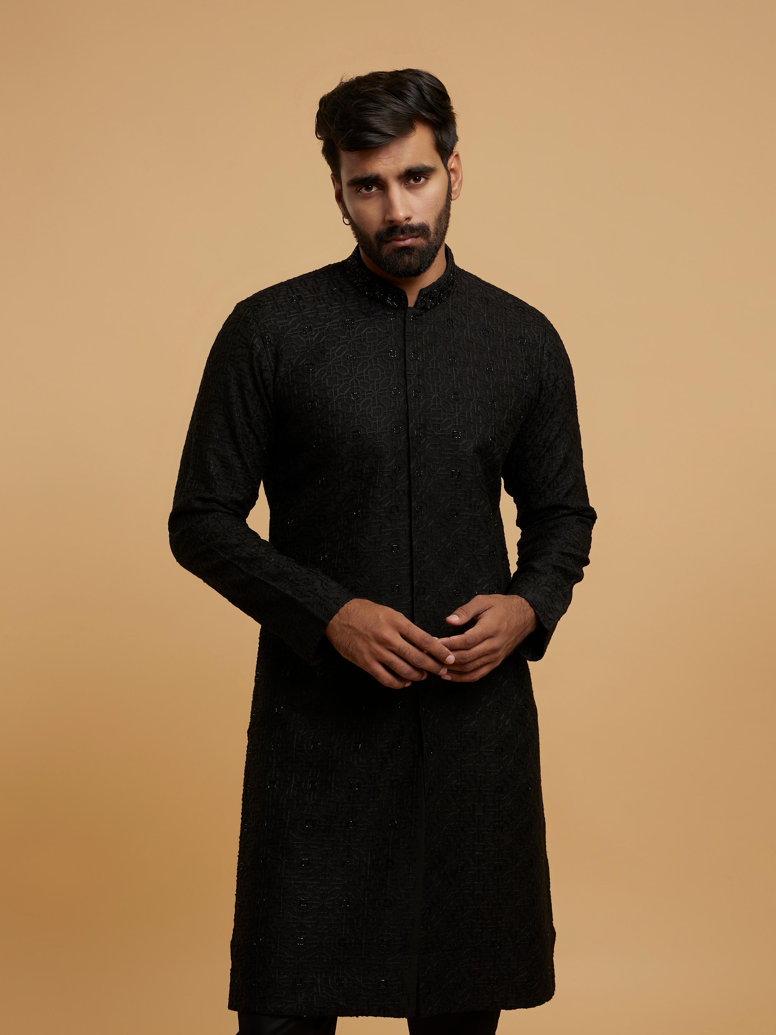 Twamev Men Black Festive Charm Kurta Pajama