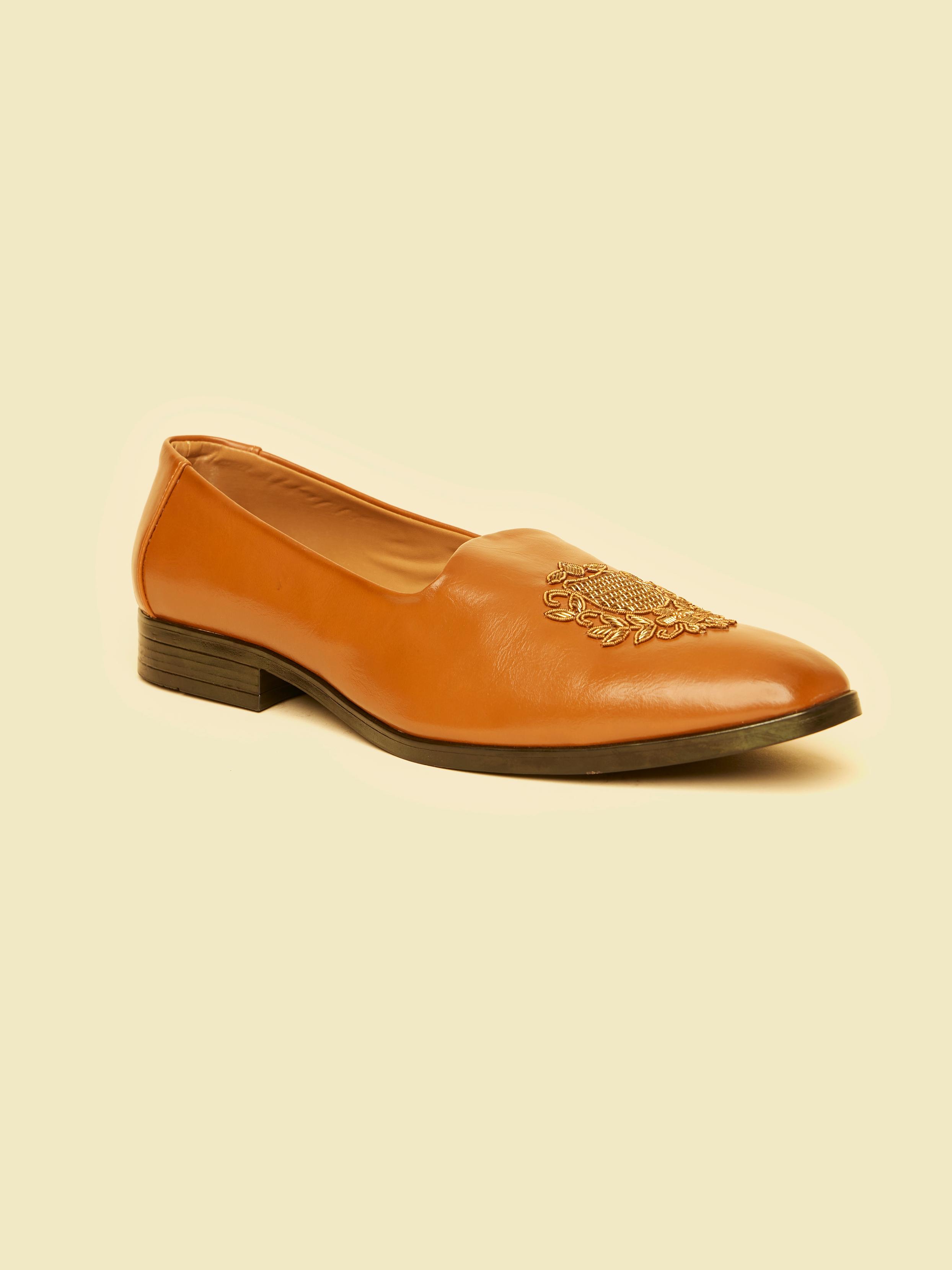 Twamev Men Tan Brown Diamond Patterned Loafer Style Shoes