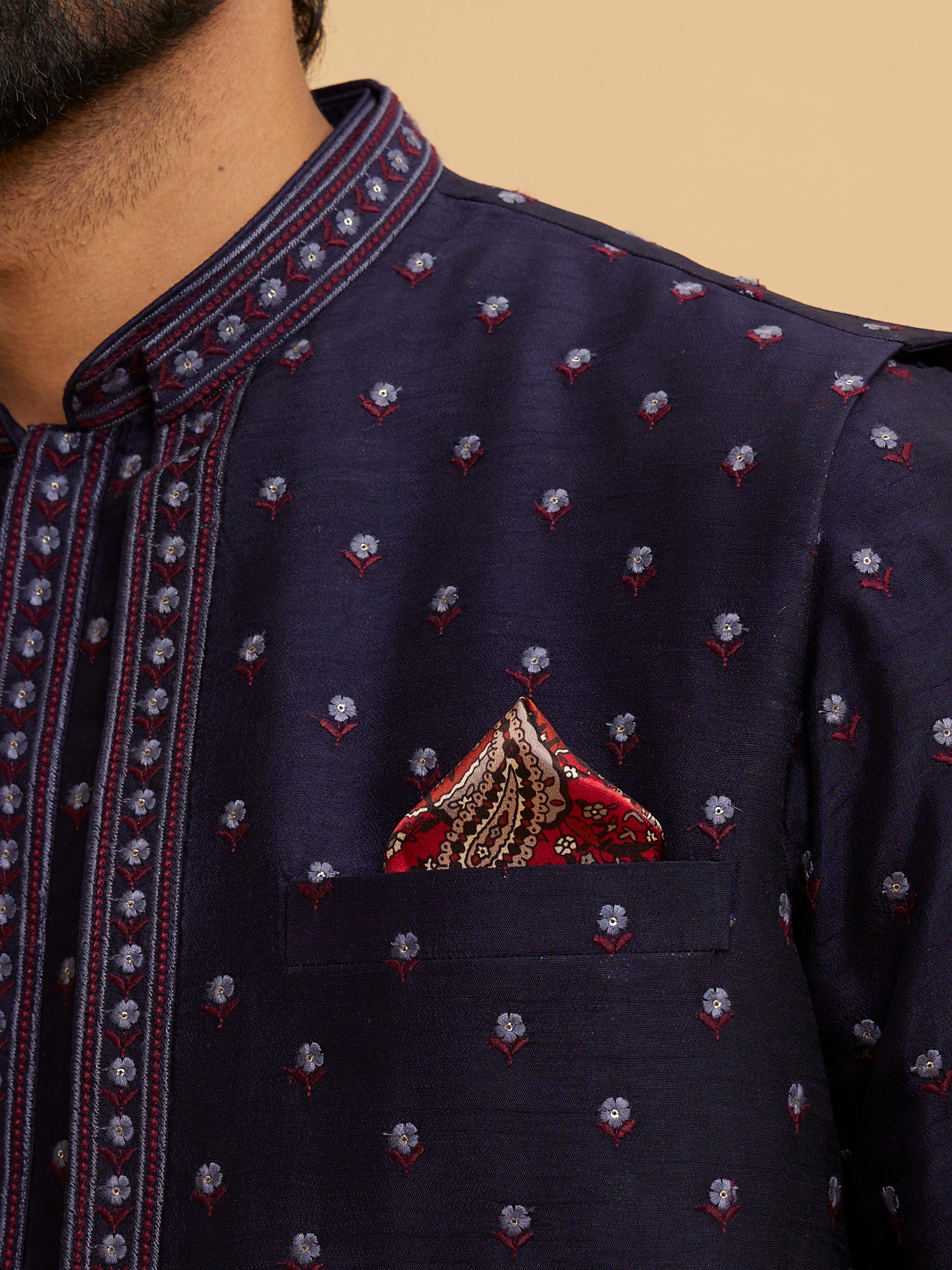 Twamev Men Regal Red Satin Pocket Square
