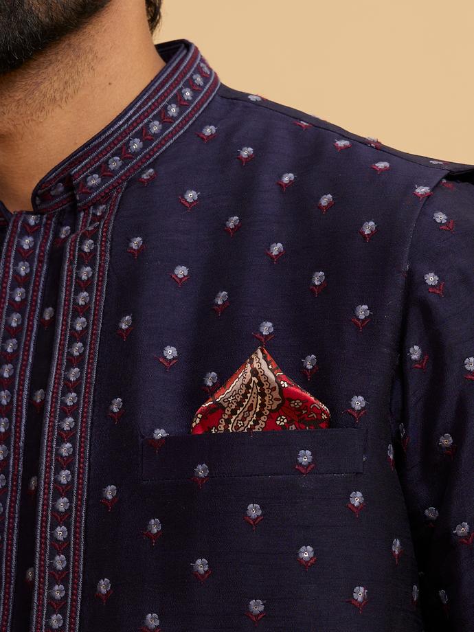 Twamev Men Regal Red Satin Pocket Square