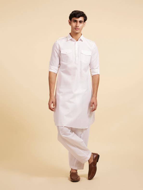 Diwas Men Snow White Pathani Set