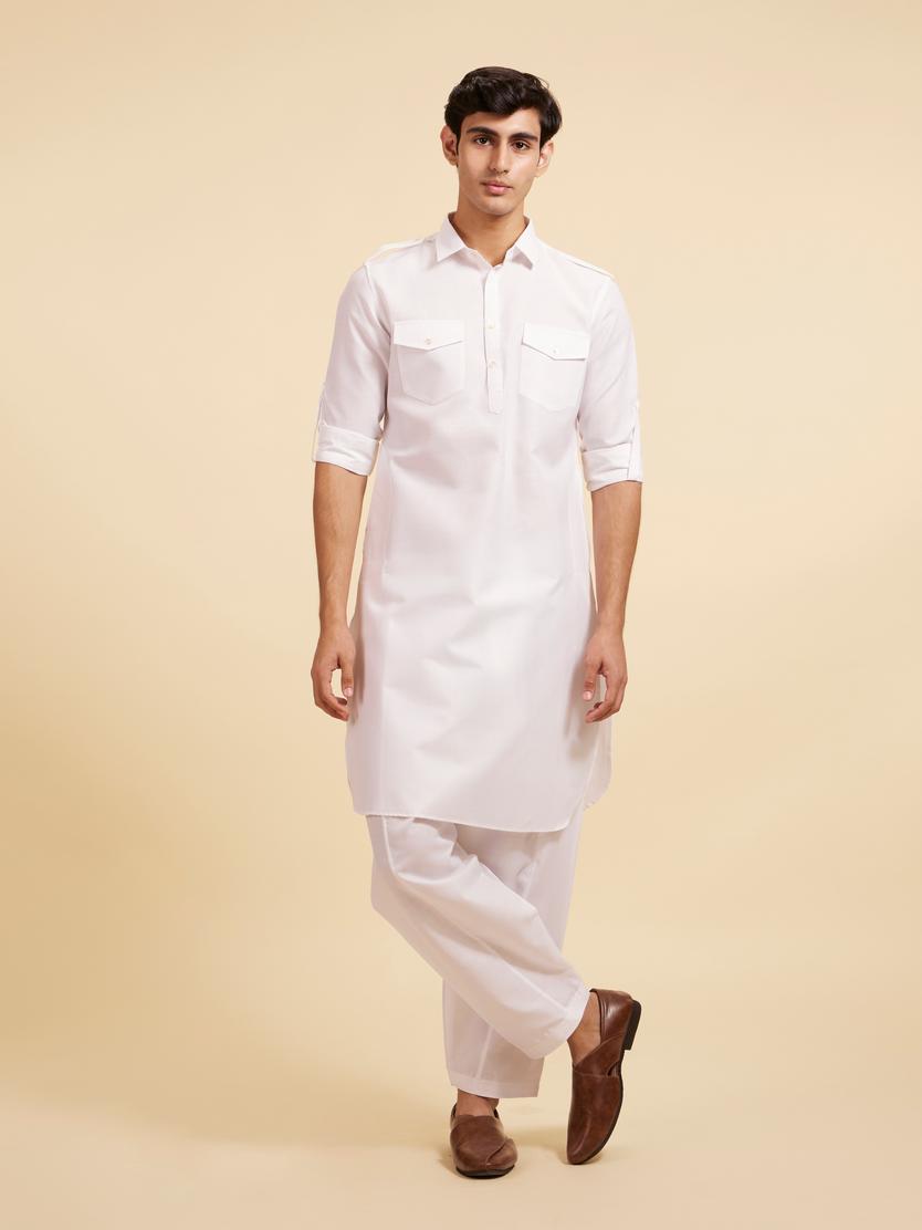 Diwas Men Snow White Pathani Set