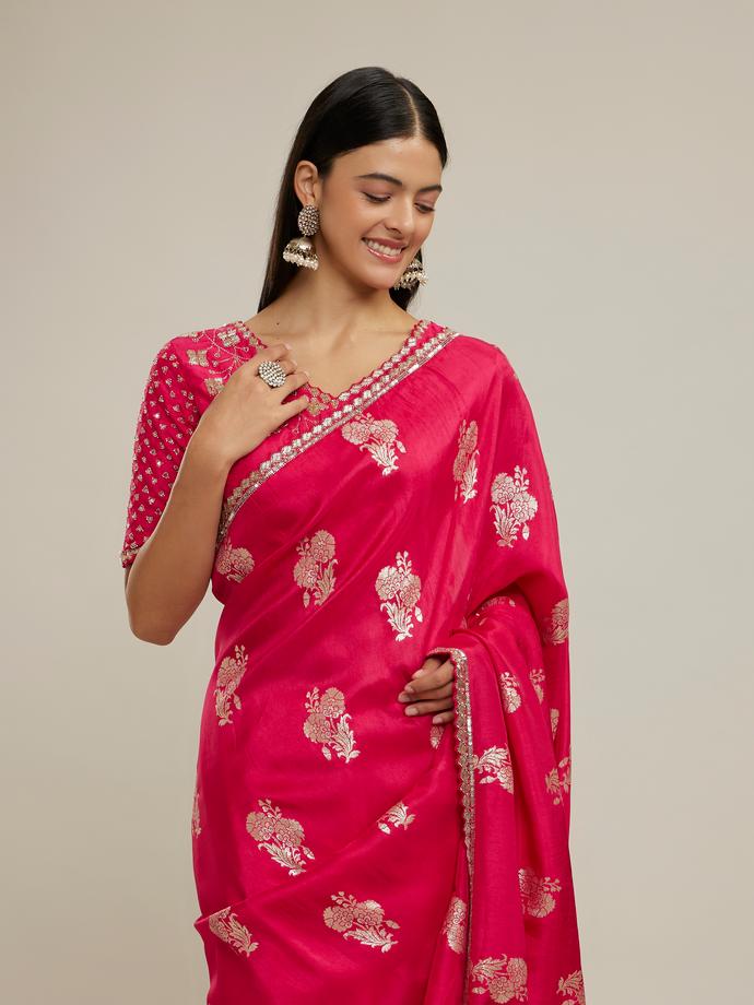 Twamev Women Divine Pink Soiree Saree