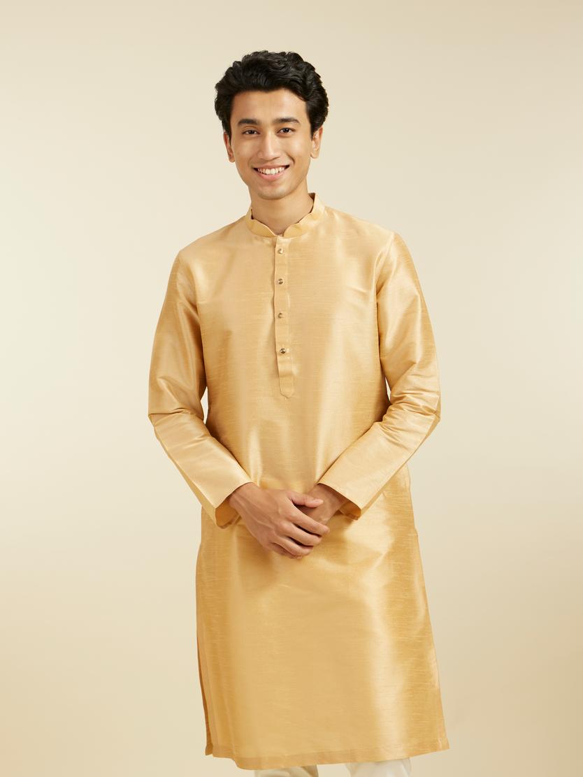 Diwas Men Light Fawn Plain Classic Kurta