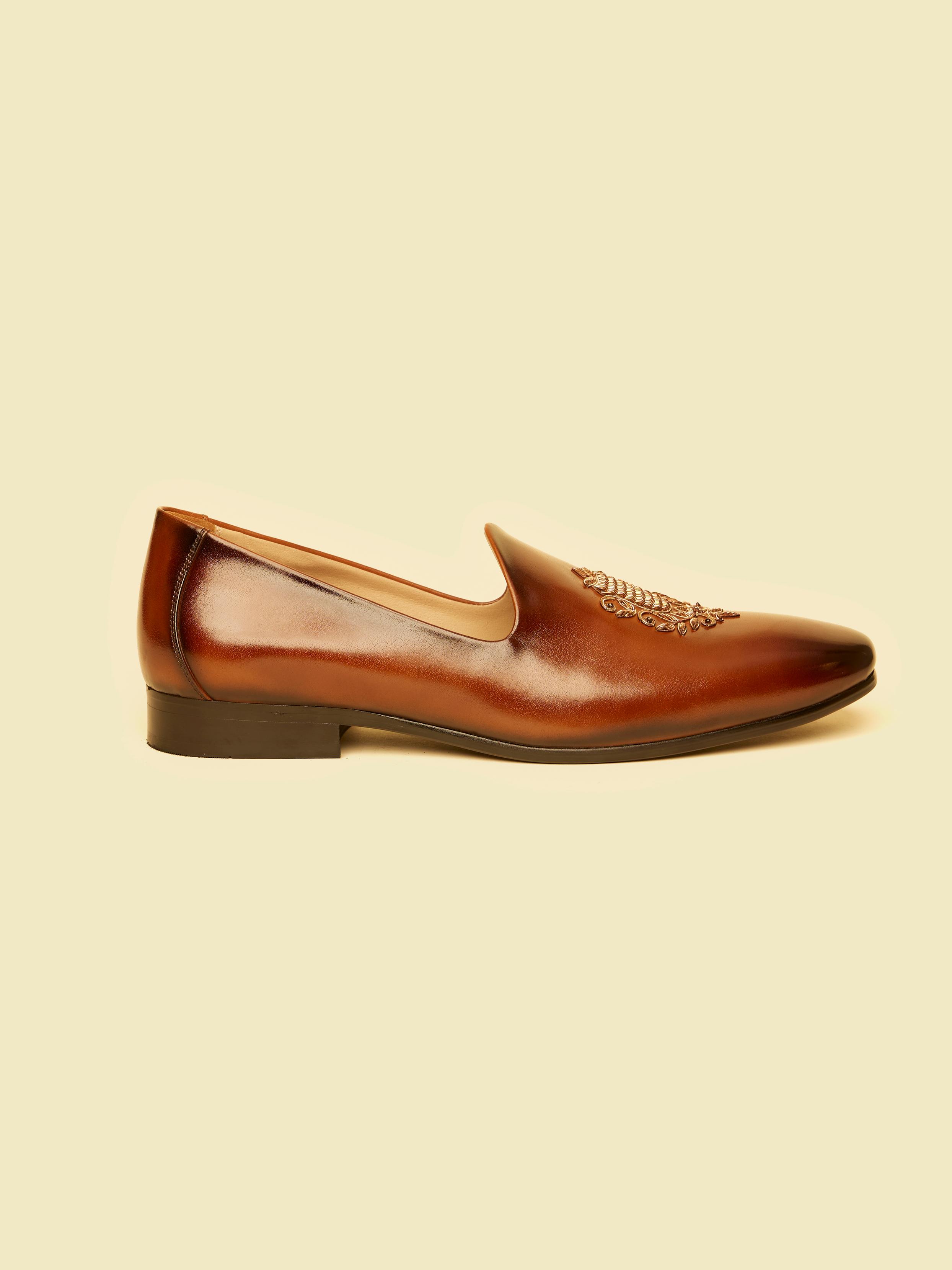 Twamev Men Elegant Brown Jutis for Celebrations