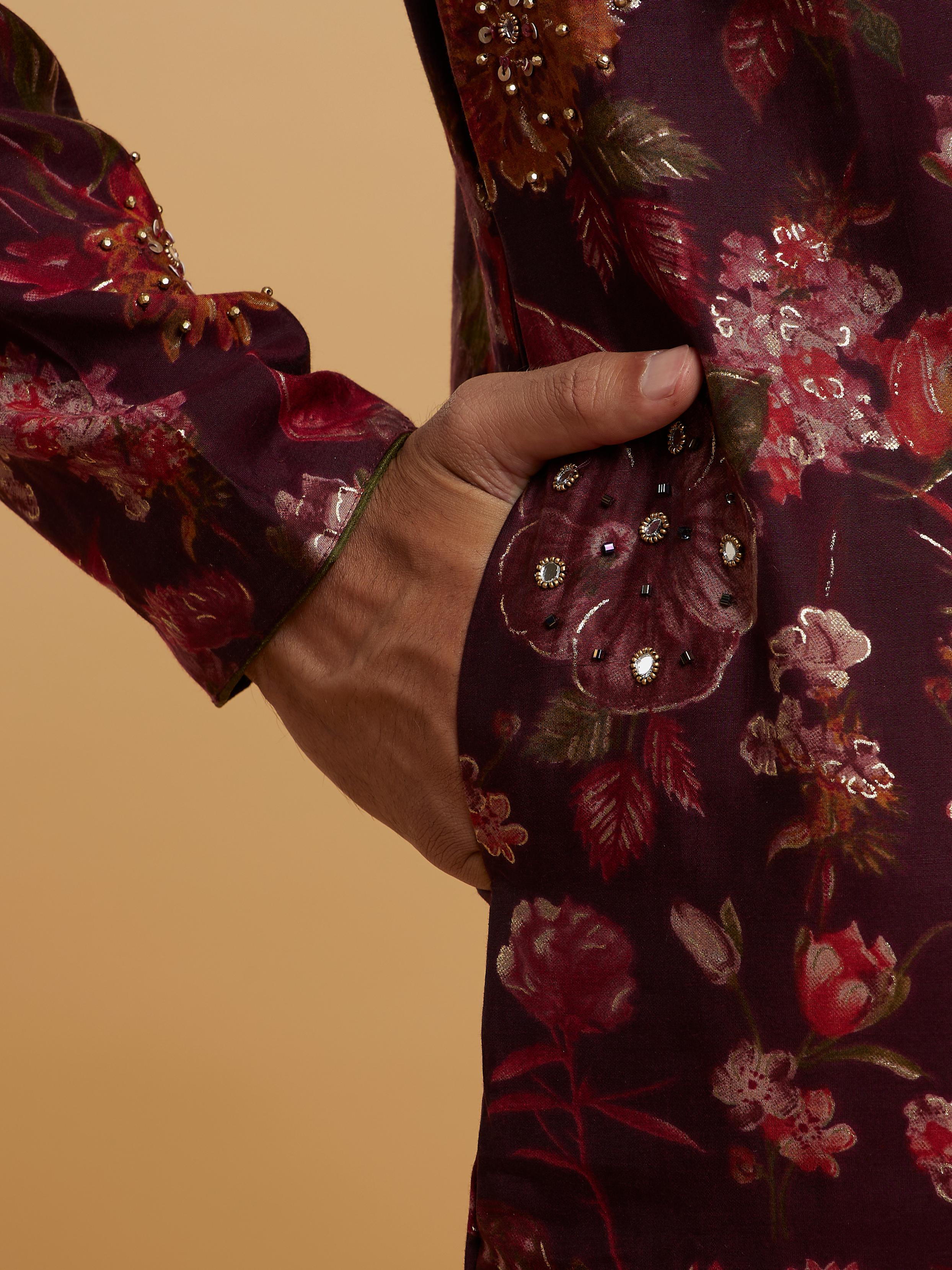 Twamev Men Elegant Wine Kurta Pajama