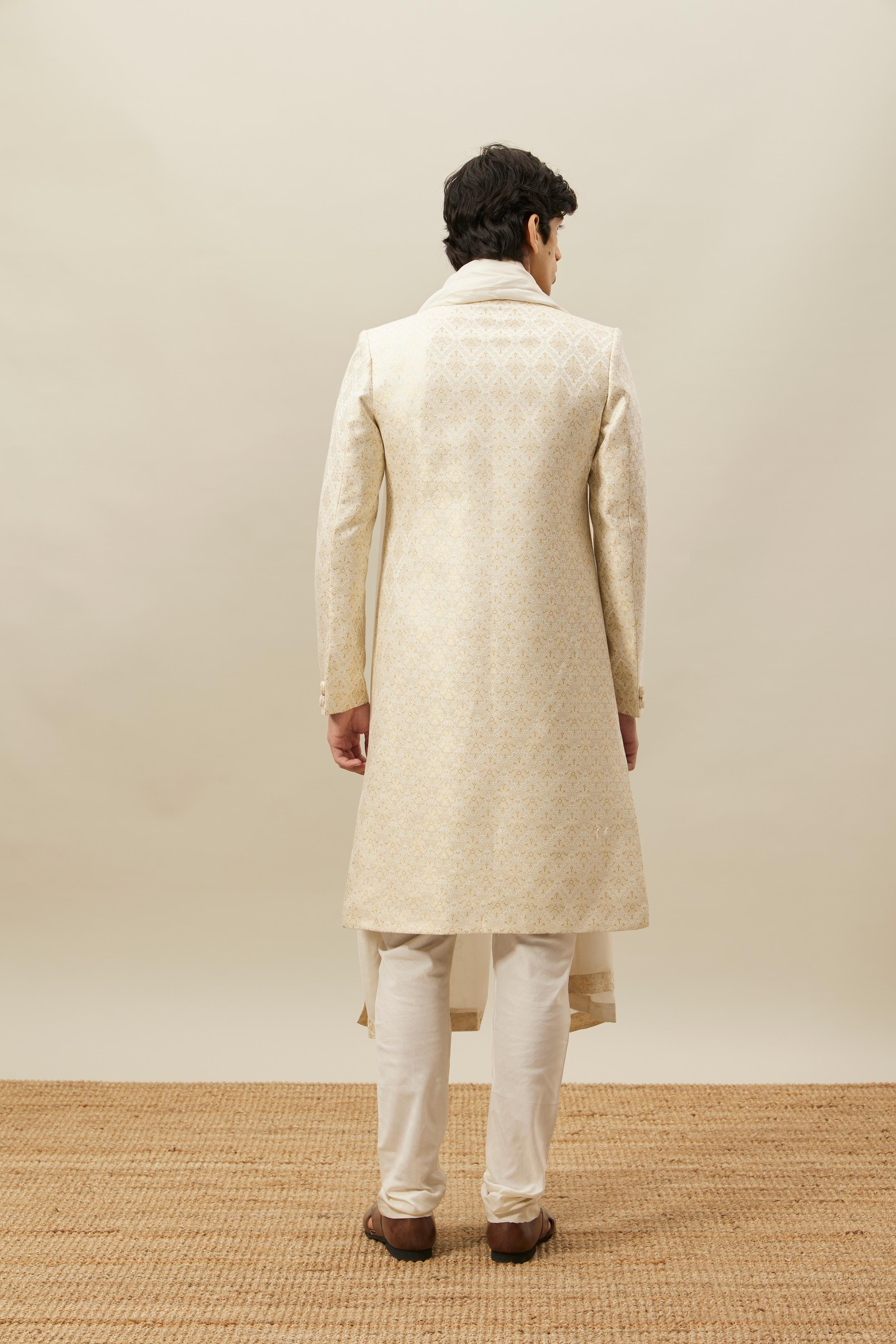 Twamev Men Biscuit Woven Sherwani Set