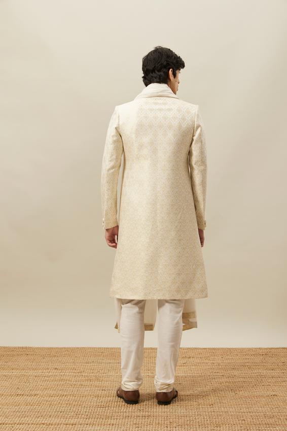 Twamev Men Biscuit Woven Sherwani Set