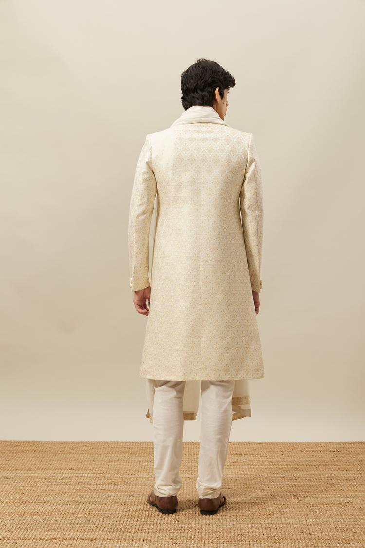 Twamev Men Biscuit Woven Sherwani Set