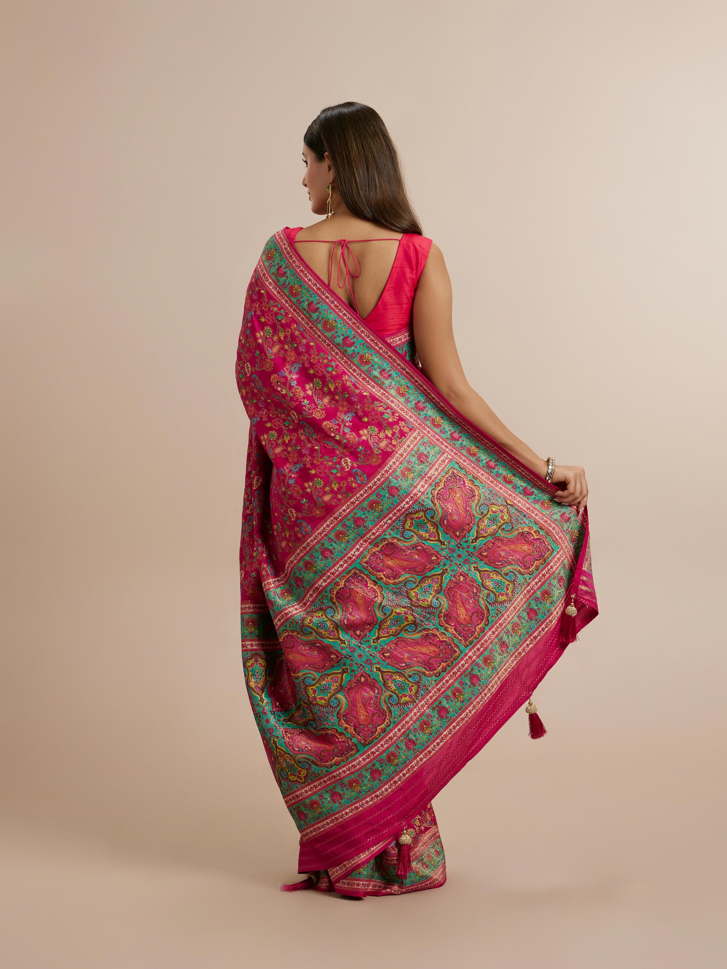 Twamev Women Radiant Pink Silk Elegance Saree