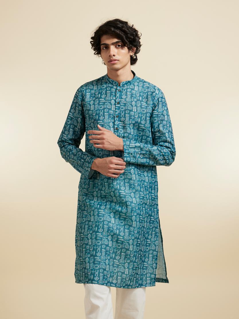 Diwas Men Teal Green Elegance Kurta Pajama