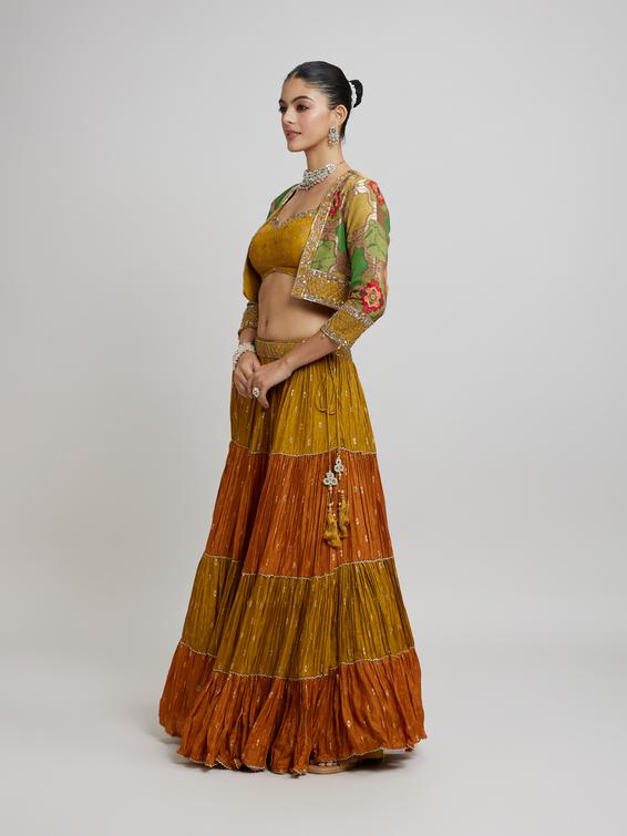 Twamev Women Emerald elegance Lehenga