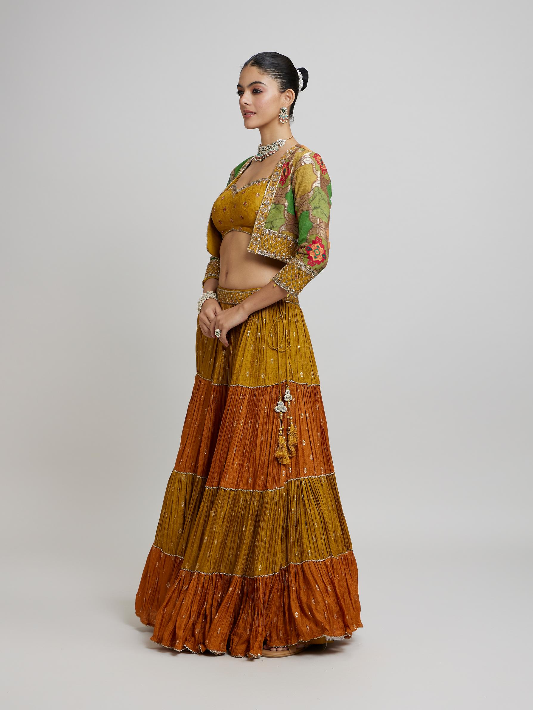 Twamev Women Emerald elegance Lehenga