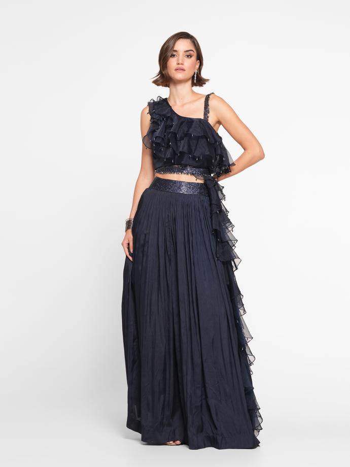 Twamev Women Ethnic Blue Elegance Indo Western