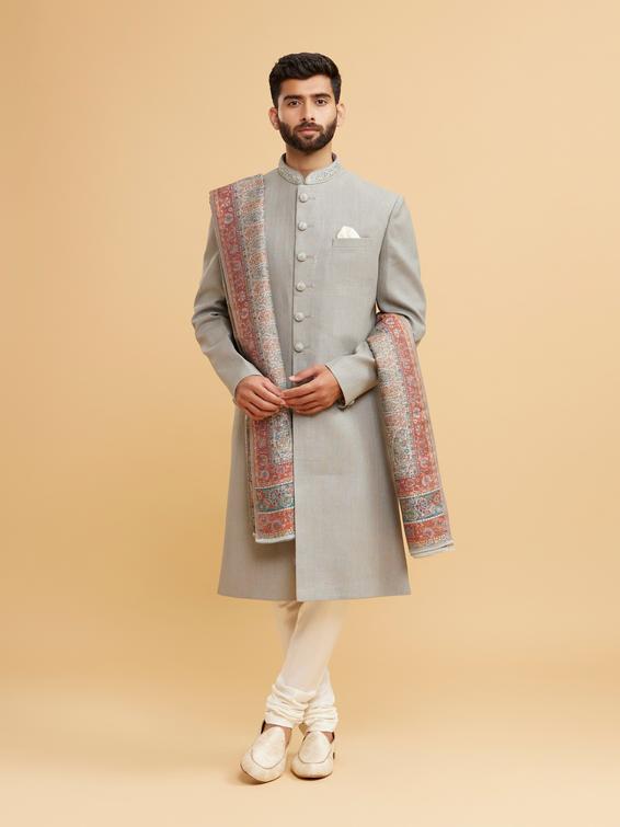 Twamev Men Light Mid Green Enchanting Sherwani