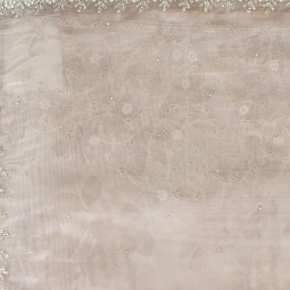 Twamev Women Peach Elegance Organza Saree
