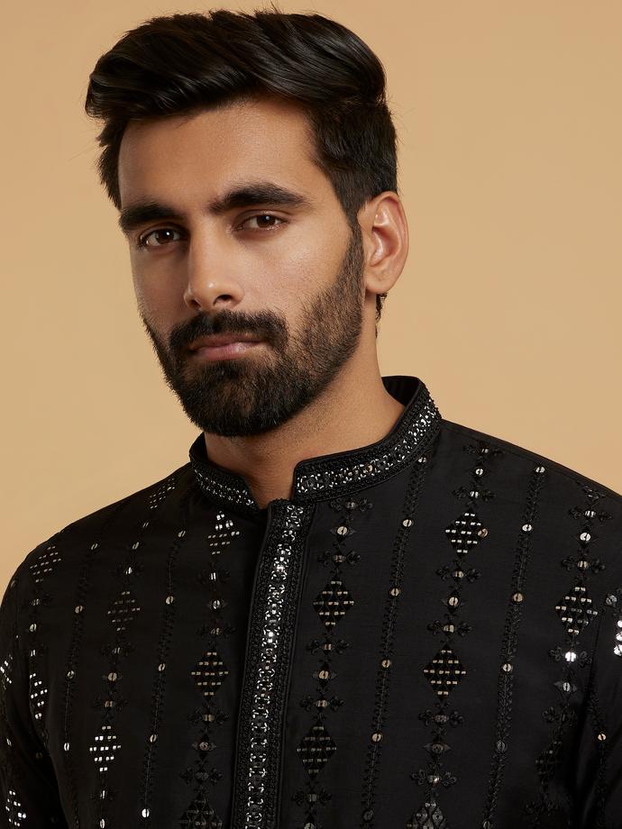 Twamev Men Majestic Black Kurta Pajama