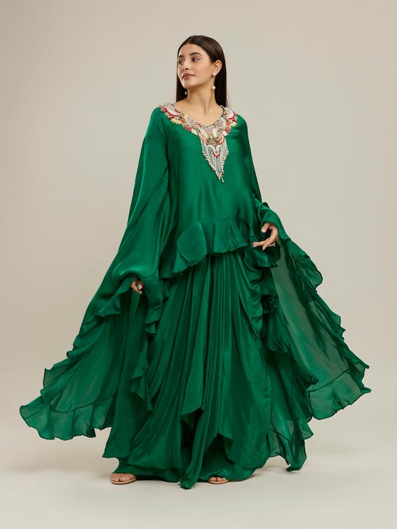 Twamev Women Emerald Elegance Indo Western