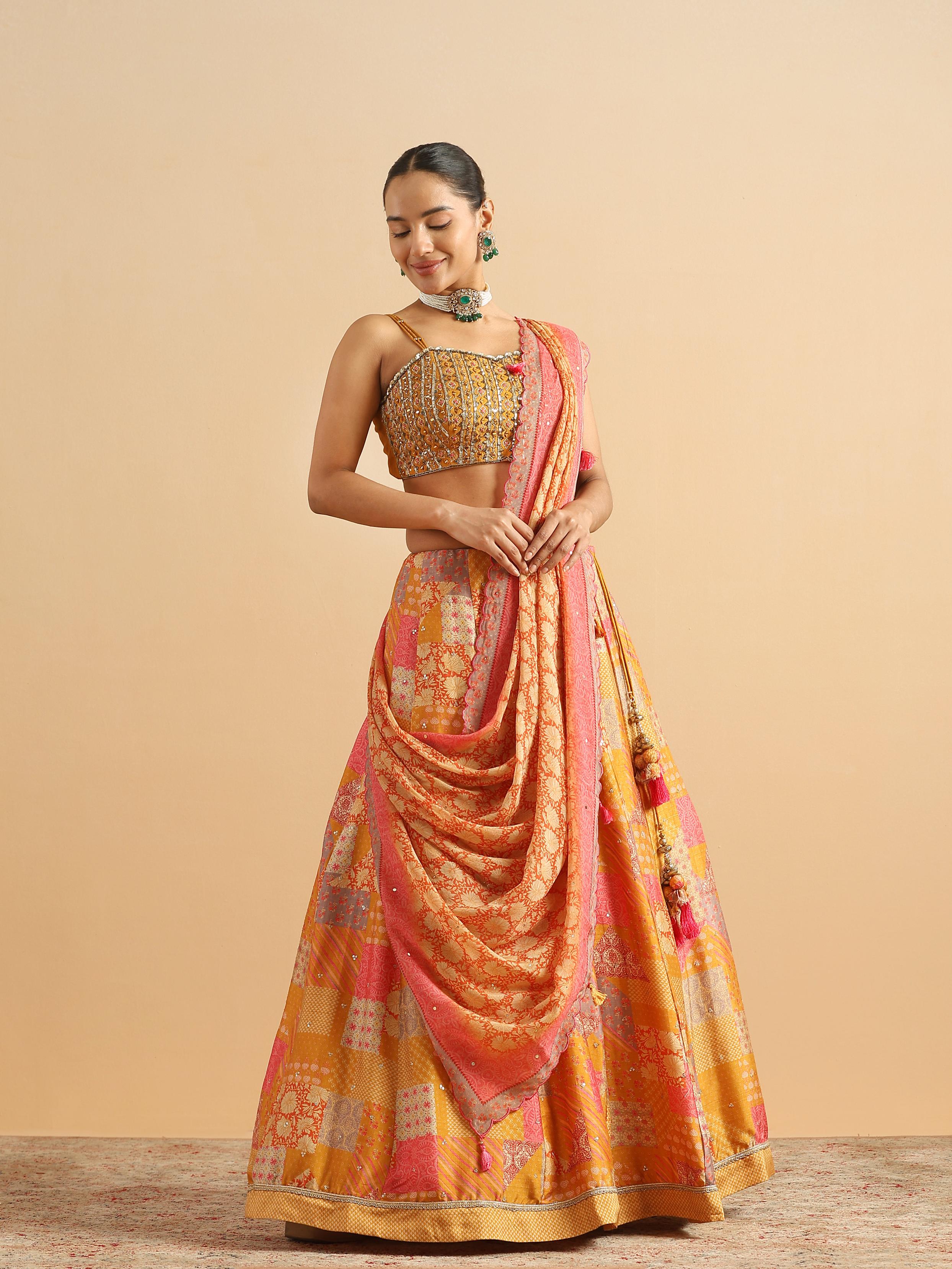 Twamev Women Mustard Golden Glow Skirt Top Set