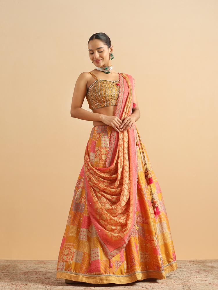 Twamev Women Mustard Golden Glow Skirt Top Set